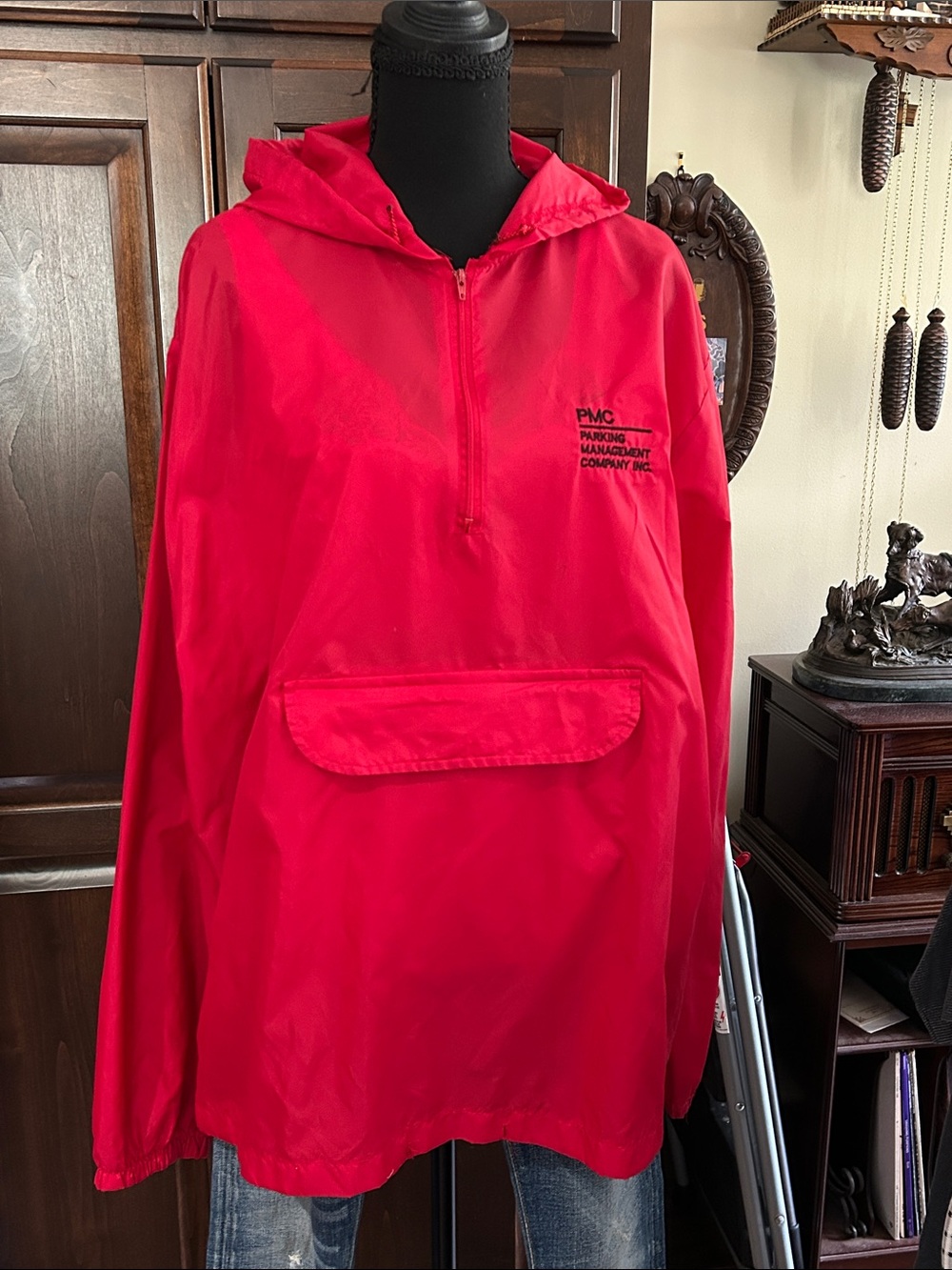 80’s Hartwell Sz XL USA “Parking Management” Red Anorak Windbreaker Jacket